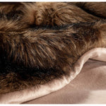 Luxury Plush Faux Fur Throw Blanket, Long Pile Brown With Black Tipped Blanket, Super Warm, Fuzzy, Elegant, Fluffy Decoration Blanket Scarf For Sofa, Armchair, Couch And Bed, 60''X 80''