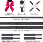 7-Piece BDSM Bondage Set with Adjustable Cuffs, Cross Strap & Blindfold for Couples