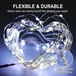 4 Pack 50 Led Fairy Lights Battery Operated Silver Wire 16.1Ft Waterproof White Twinkle Lights For Gifts Party Wedding Valentine Christmas Birthday Indoor Outdoor Decoration