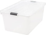 68 Quart / 17 Gal. Stackable Plastic Storage Bins with Lids and Latch Buckles, Clear, Large Containers for Home and Office Ultra Organization, Durable Nestable Tote Box Tub