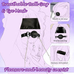 Sex Bondage Bdsm Bondaged Restraints Set Adults Sex Toy With Breathable Ball Gag Nipple Clamp Clitoris Clip & Analplug, Wrist Thigh Cuffs Handcuffs Leg Straps & Eye Mask Blindfolds Included