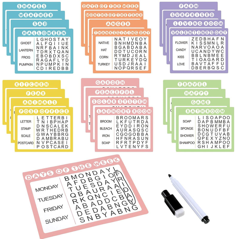 12 Pcs Word Search Reusable Puzzle Books Large Print Word Search Books For