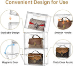 Purse Organizer for Closet,Clear Acrylic Display Case for Handbag Organizer, Purse Storage Box with Magnetic Door, Dustproof Storage Bins for Book, Collectibles, Cosmetic (5 Pack)