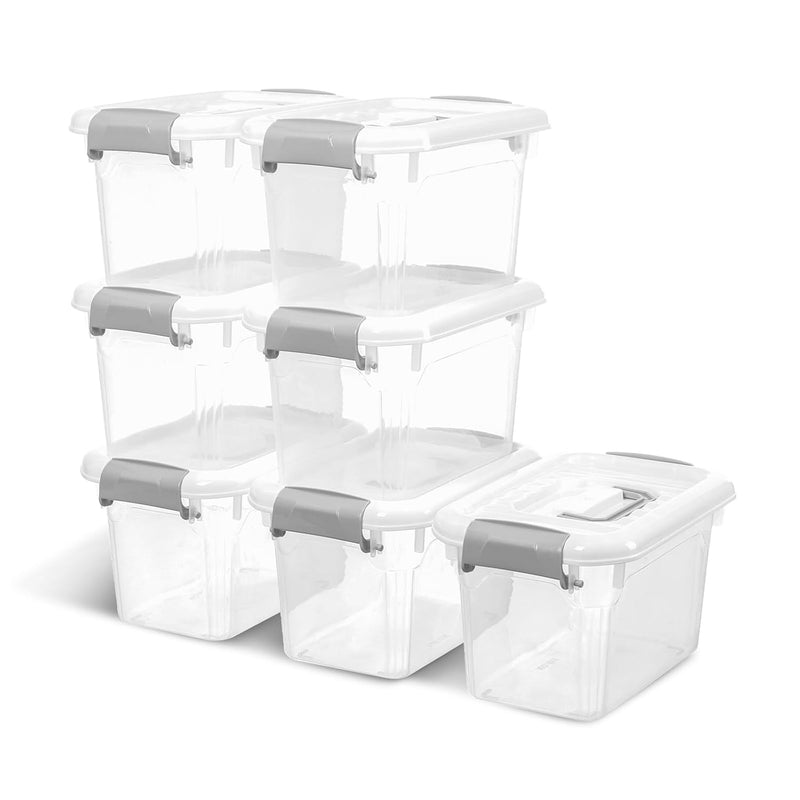 7 Packs 6.7 Qt Clear Plastic Storage Bins With Latching Lids Stackable Storage C
