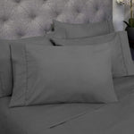 6 Piece Bed Sheets 1500 Thread Count Fine Microfiber Deep Pocket Set-Extra Pillow Cases, Value, Queen, Gray