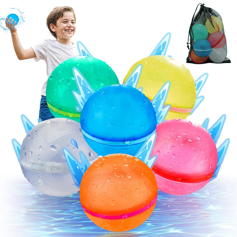 ?6 Pack? Reusable Water Balloons Fast Refillable For Kids Outdoor Activitie