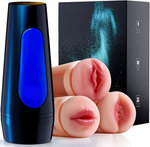 Male Masturbator with 3 Interchangeable Textured Sleeves & Manual Suction