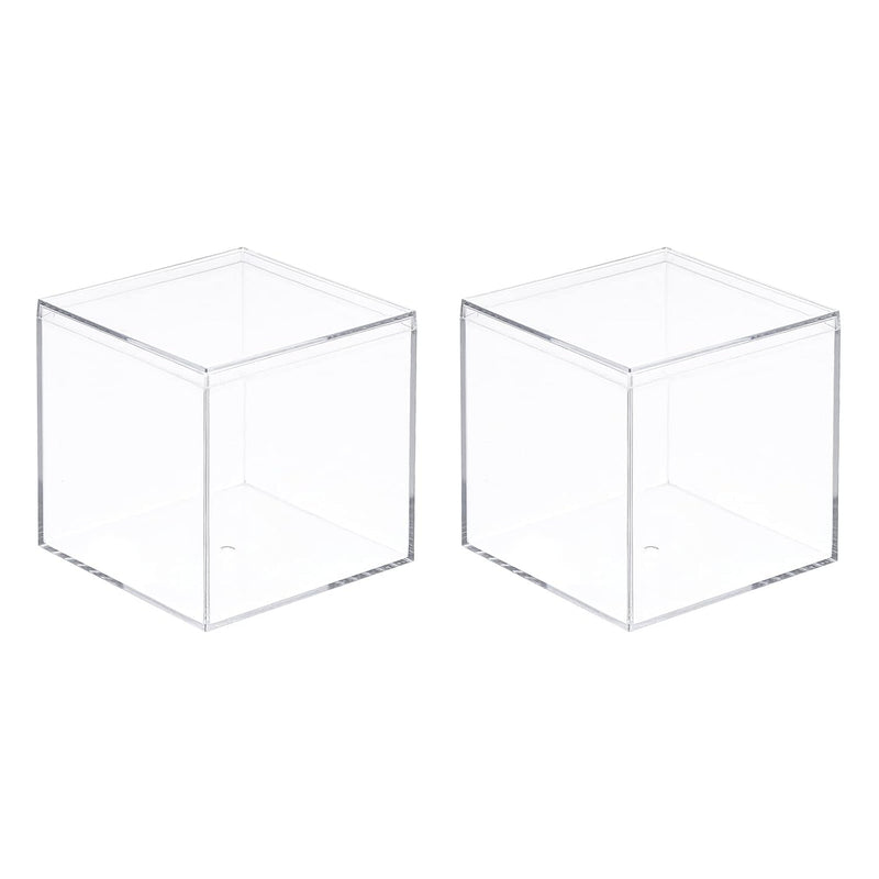 Clear Acrylic Plastic Storage Box Square Cube Display Case With Lid, 7.1X7.1X7.1
