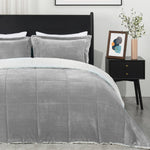 Ultra-Soft Micromink Sherpa Queen Comforter Set With 2 Pillow Shams - 3-Piece Set - Grey - Plush Warm Fall Winter Blanket & Bedding Comforter Sets