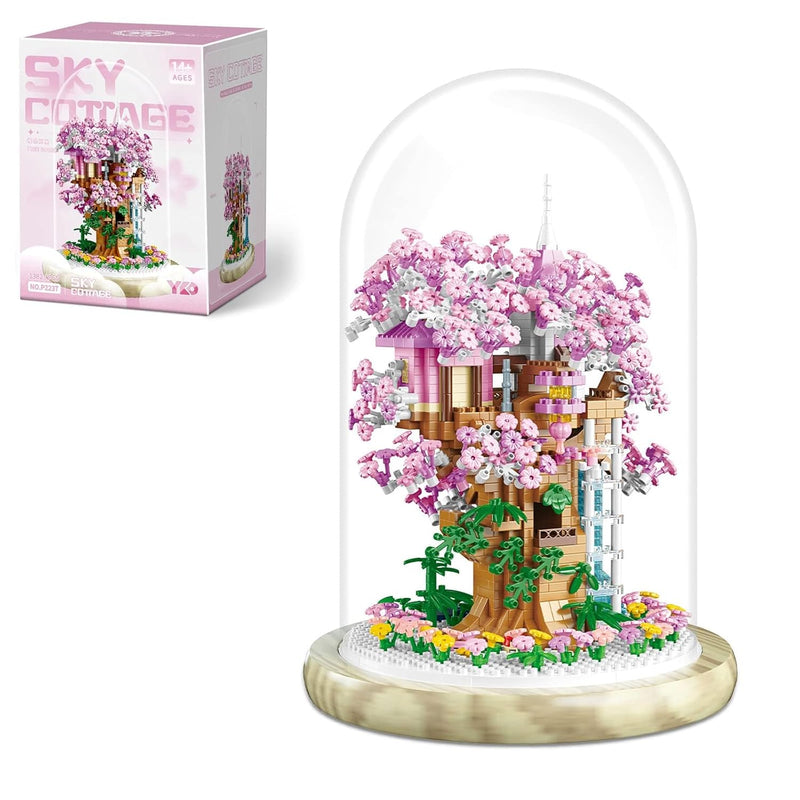 Cherry Blossom Bonsai Tree House Building Flowers Set For Adults, 1382 Pcs
