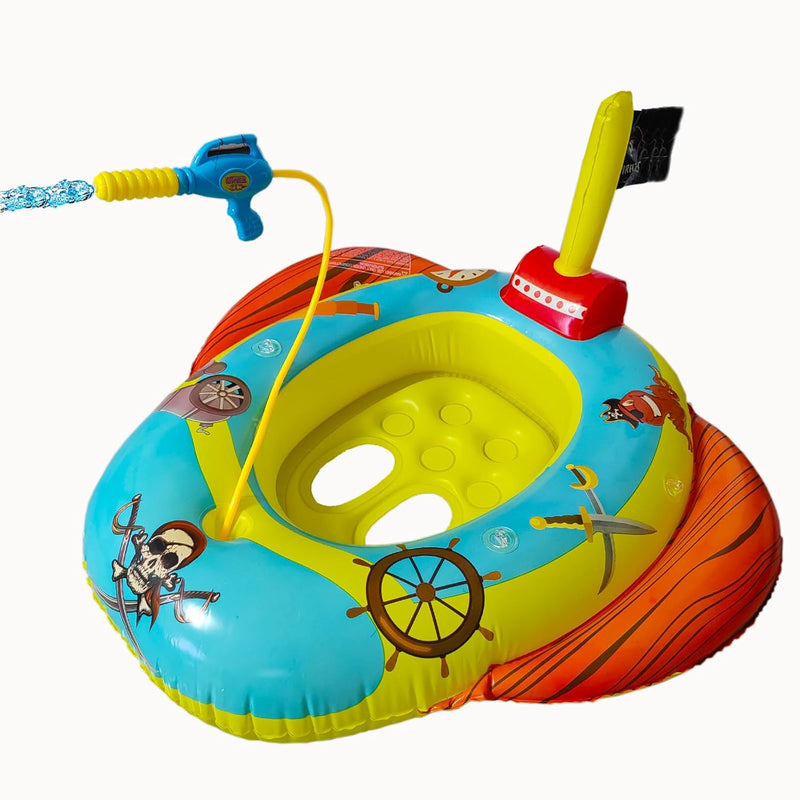 Baby Pool Float With Removable Upf 50+ Canopy And Water Gun,Pirate Boat Sha