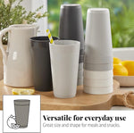 Newport 20 ounce Unbreakable Plastic Stackable Water Tumblers in Grey Stone | Set of 12 Drinking Cups | Reusable, BPA-free, Made in the USA, Top-rack Dishwasher and Microwave Safe