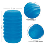 Pop Sock! Ribbed Male Masturbator For Men With Reversible Textured Stroker And Easy Cleaning Open End Blue - Se-0936-20-3