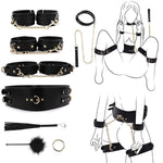 Sex Bondage Bdsm Restraints Kit Adult Toys With Neck Collar Ankle Handcuffs, Bed Bondage Thigh Cuff Waist Strap Harness Restraints Sets, 8Pcs Tickler Bondage Gear & Accessories For Sm Games
