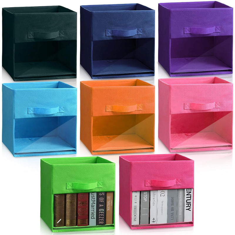 8 Pcs 11 Inch Fabric Cube Storage Bins Foldable Storage Cubes With Clear Window