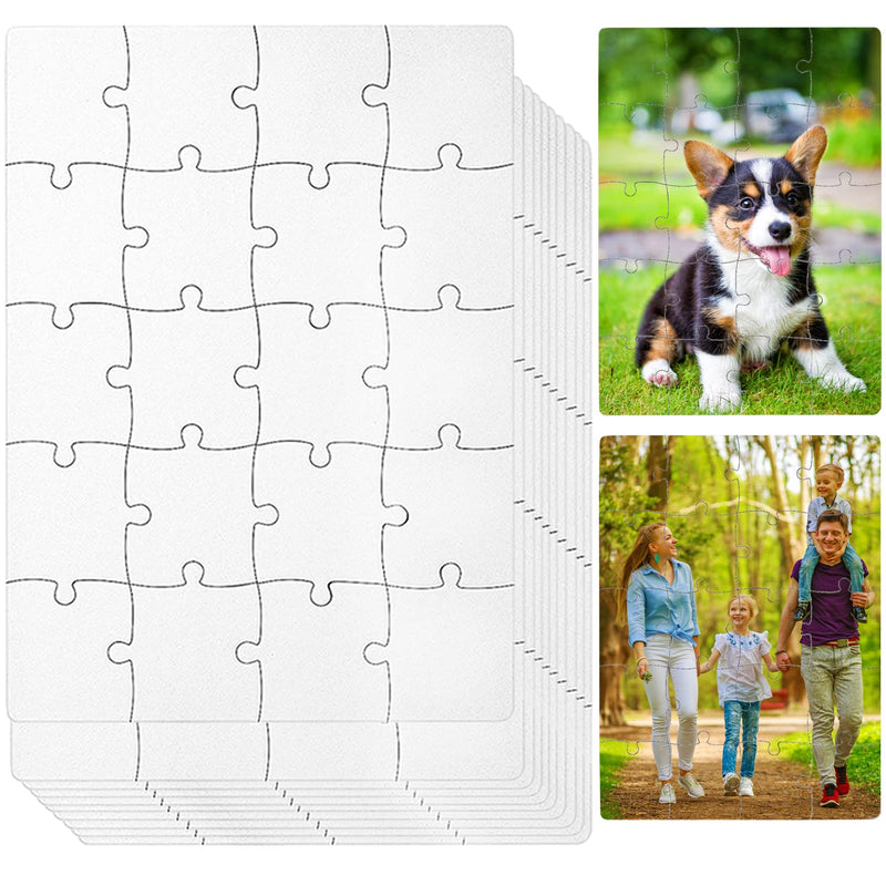 12 Sets Blank White Jigsaw Puzzles,Sublimation Puzzle Craft,White Diy Custo