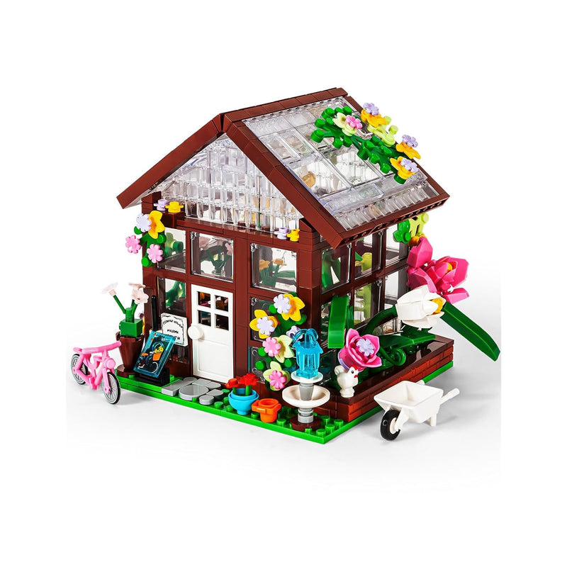 City Series Flower House Building Blocks Set With Led Lights, (579Pieces) C