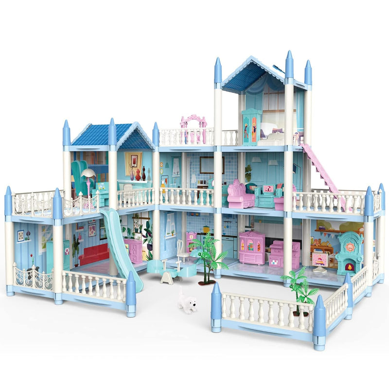 Dollhouse For Girls 3 Story 11 Rooms Diy Building Pretend Play House With Acce