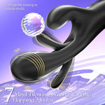 Vibrator Dildo Rabbit Sex Toys - G Spot Vibrator Massager For Women Clitoral Nipple Stimulation, 3 In 1 Sex Toys With 14 Vibration & 7 Tongue Licking Flapping, Adult Product Aurieel (Black)