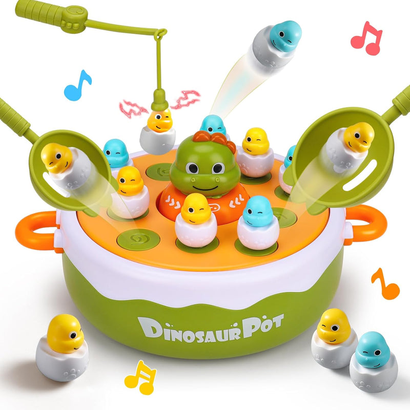 4 In 1 Dinosaur Pop Up Board Games For Kids Magnetic Fishing Turntable Rota