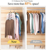 Clothes Hangers Space Saving Shirt Hangers, Znben Non Slip Coat Hangers with Padded Foam Stainless Steel 5 in 1 Closet Storage Organizer for Sweatshirt T-Shirt Hoodie Sweater 2 Pack Black