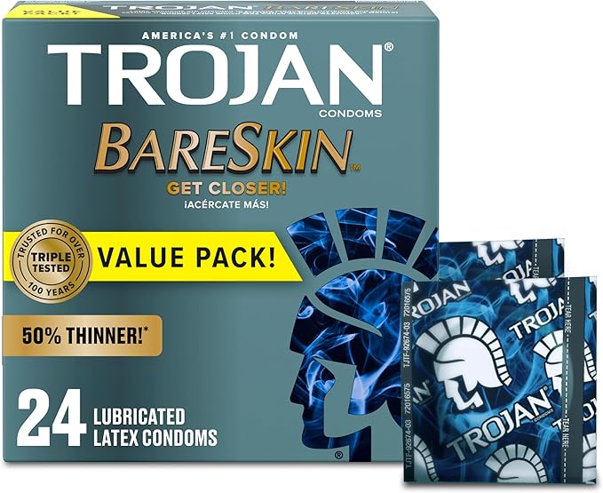 Premium Thin Lubricated Condoms, 24 Count, for Comfort and Sensitivity