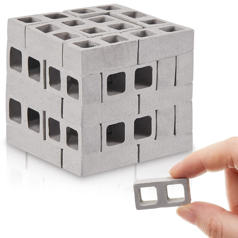 Deekin 24 Pcs Mini Cinder Blocks 1/12 Scale Mini Bricks Miniature Cinder Bl