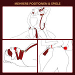 11-Piece Bondage Restraint Kit – Adjustable Cuffs, Collar, Blindfold & More (Red)