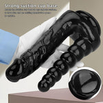 Realistic Anal Beads Huge Dildo - Black Double Sided Dildos For G-Spot Stimulation - Realistic Dual Side Butt Plug With Suction Cup - Large Double-Ended Penis For Men Women (L)