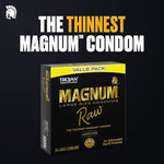 Magnum Raw Large Size Condoms - 24 Count, Premium Lubricated for Comfort
