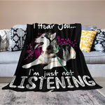 Husky Dog Blanket - Funny Throw Blanket For Kids & Adults, Soft Warm Cozy Fleece, 40"X50"