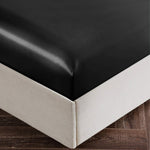 4Pcs Satin Sheet Set Queen Size Ultra Silky Soft Black Satin Queen Bed Sheets With Deep Pocket, 1 Fitted Sheet, 1 Flat Sheet, 2 Envelope Closure Pillowcases