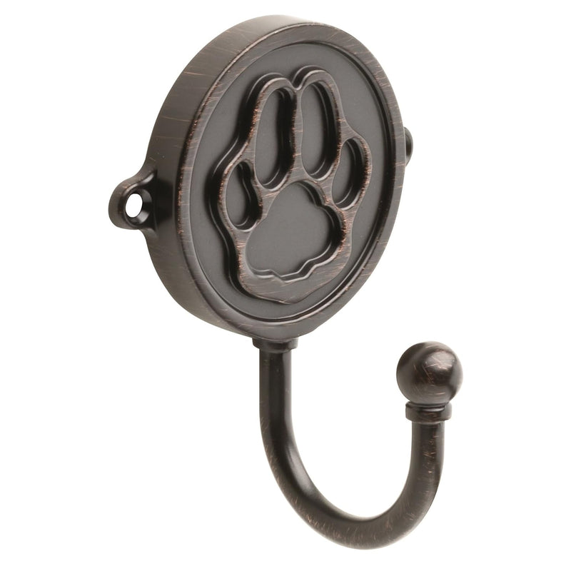 Franklin Brass Paw Print Hook Wall Hooks, Bronze, Fbpawhk-Vbr-C