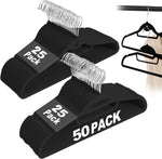 Black Velvet Hangers 50 Pack, S-Shaped and Stackable Non Slip Felt Hanger with 360ยฐSwivel Hook, Ultra Thin and Space Saving Flocked Hangers for Suits, Shirts, Coats, 15Lbs Capacity Heavy Duty