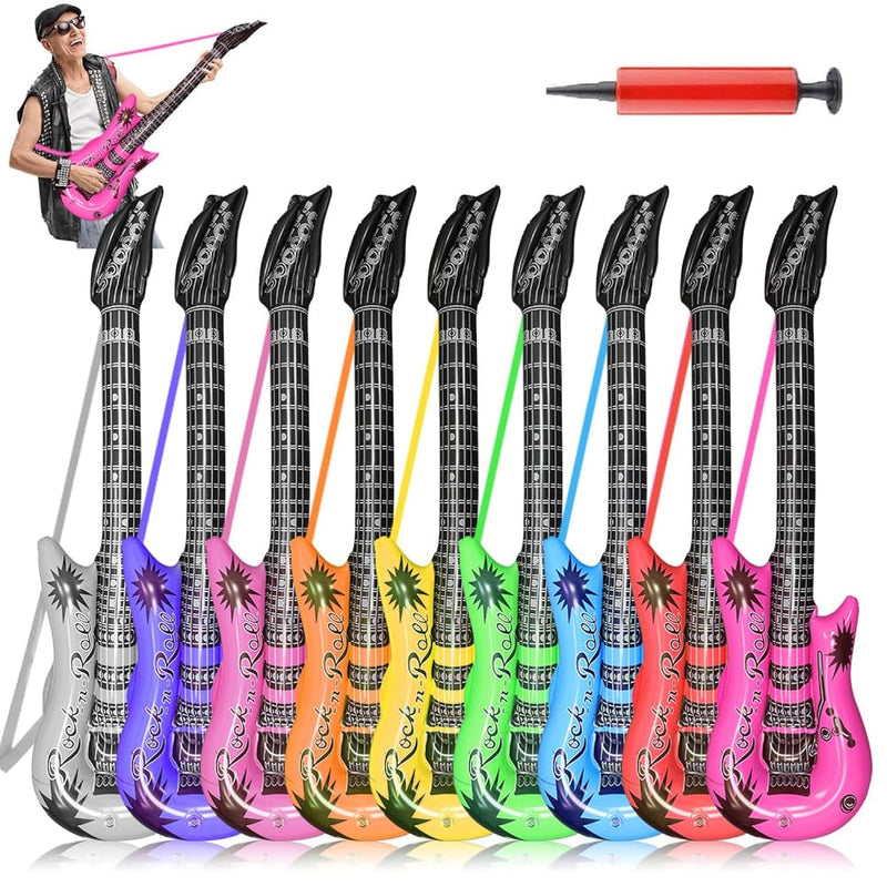 Inflatable Guitar With Strap, 9 Colors 35 Inch Rock Star Guitar Set Electri