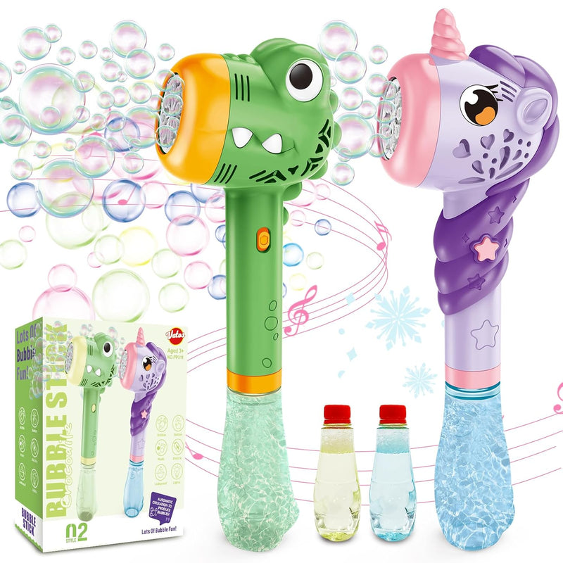 2Pcs Automatic Bubble Wands, Bubble Maker Gun With Light & Music For Girls