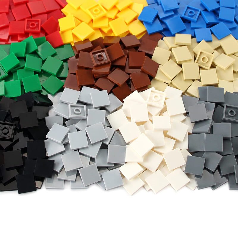 2×2 Tile ×500 Parts And Pieces Flat Moc Bricks, Multicolored Bulk Building