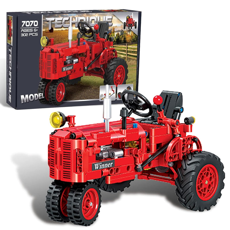 Classic Building Blocks 1/12 Red Tractor Farm Toy Building Set Gift For Kid