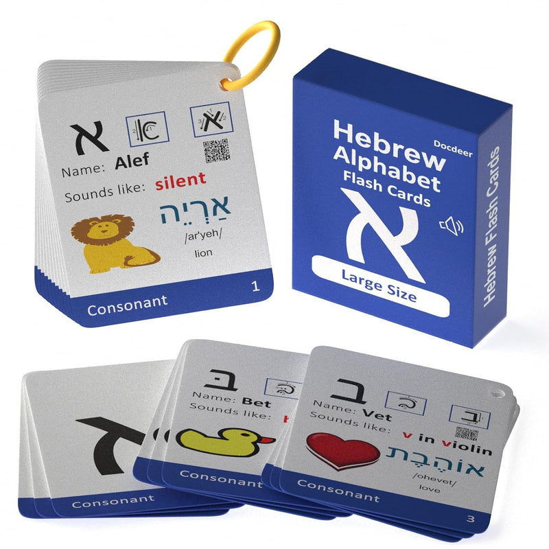 Hebrew Biblical Alphabet Syllabary Flash Cards Alef Bet Letter Educational