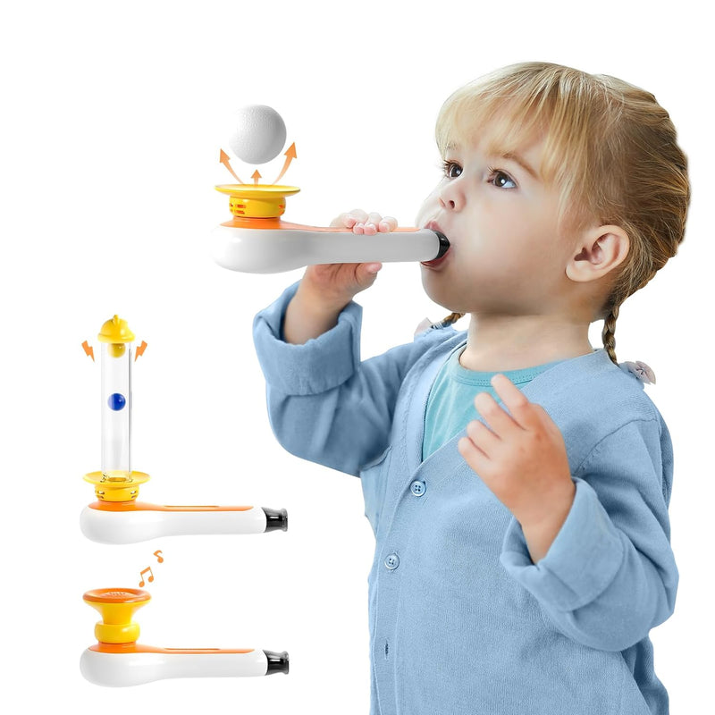 TOP BRIGHT 3-in-1 Montessori Toy for Toddler with Whistle, Ball Blowing, Fl