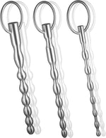 3-Piece Stainless Steel Urethral Sound Set with Bumpy Penis Plug and Ring
