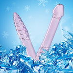 Glass Double-Ended Dildo with Spiral Texture & Realistic Glans for G-Spot & Anal Play