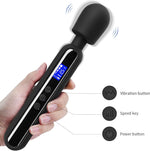 Cordless Wand Massager – Rechargeable Vibrator with 10 Patterns & 4 Speeds (Black)