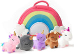 Pixie Crush Unicorn Toys Stuffed Animal Gift Plush Set With Rainbow Case “ 5 Piece Stuffed Animals With 2 Unicorns, Kitty, Puppy, And Narwhal “ Toddler Gifts For Girls Aged 3, 4, 5 ,6 ,7, 8 Yr Olds