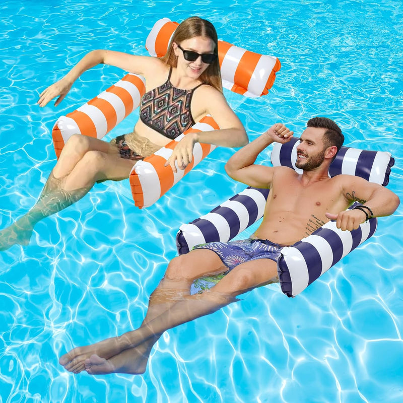 2 Pack Inflatable Pool Floats 4 In 1 Pool Hammock With Bottom Mesh 3 Tubes