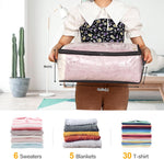 2pcs Clear Clothes Organizer Storage Bags, Foldable Bed Sheet Comforter Storage Bags PVC Organizers with Zipper for Sweaters, Bedding Sets, Closet(35l, 9.5 Gallons)