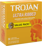 Ultra Ribbed Condoms for Enhanced Stimulation, 36 Count, 1 Pack