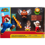 Nintendo Lava Castle 2.5" Figure Diorama Play Set, Includes: Fire Mario, Spiny, & Para Goomba, Mechanical Spinning Fireballs, Block & Fire Flower