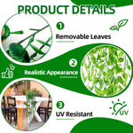 Artificial Hanging Plants for Shelf, 4 Pack Fake Potted Greenery Faux Eucalyptus Vine, Mandala Vine, String of Pearls,Pea pod Leaves in Pot for Office Living Room Bathroom Indoor Outdoor Décor