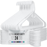 Ultra Heavy Duty Plastic Clothes Hangers - White - Durable Coat, Suit And Clothe